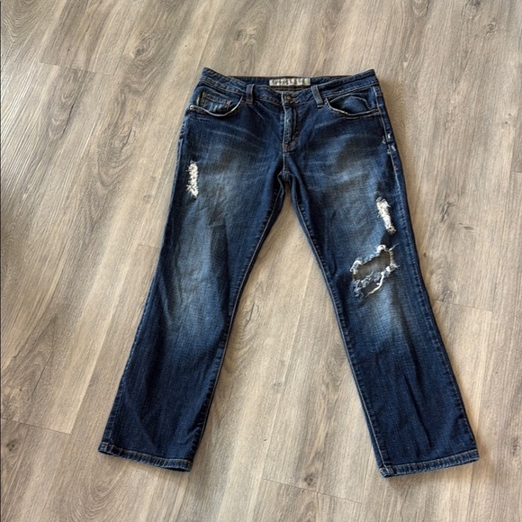 Guess Blue cropped Distressed blue denim low / mid rise jeans size 27 - Picture 1 of 10